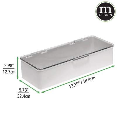 MDesign Plastic Stackable Home, Office Storage Box, 4 Pack + 32 Labels 4 MDesign Plastic Stackable Home, Office Storage Box, 4 Pack + 32 Labels - Image 2