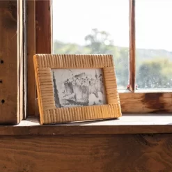 4X6 Inch Wrapped Rattan Picture Frame With MDF & Glass By Foreside Home & Garden