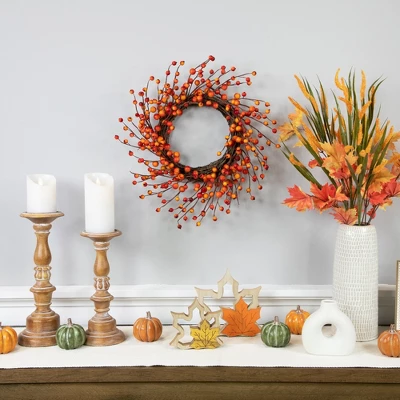 Northlight Orange Berries And Twig Artificial Fall Harvest Wreath 14- Inch, Unlit 4 Northlight Orange Berries And Twig Artificial Fall Harvest Wreath 14- Inch, Unlit - Image 2