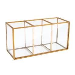 Gold Makeup Brush And Pencil Holder, Vintage Handmade Brass & Glass Cosmetic Pen Storage For Vanity, Countertop, Desk Organizer -Fashion Home Decor Store GUEST a0e08a67 1518 4245 99b3 1483c0e49a3c