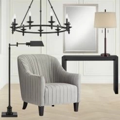 Possini Euro Design Rustic Farmhouse Table Lamp 33" Tall Dark Bronze Metal Off White Burlap Fabric Drum Shade For Bedroom Living Room House Bedside -Fashion Home Decor Store GUEST a11469be e4fd 474e ab97 94e872192975