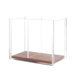 ZODACA Divided Clear Acrylic Wood Base Pen Holder -Fashion Home Decor Store GUEST a11d83bf 1bf6 4e86 8055 5d98ca49859d