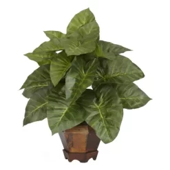 Nearly Natural 17-in Taro W/Vase Silk Plant