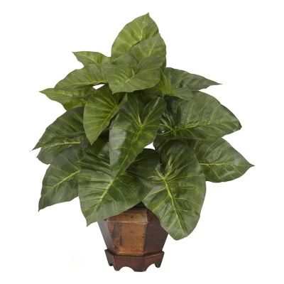Nearly Natural 17-in Taro W/Vase Silk Plant 3 Nearly Natural 17-in Taro W/Vase Silk Plant