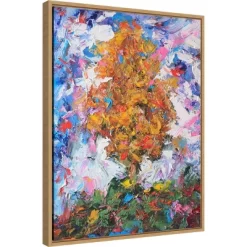 18" X 24" Tree II By Joseph Marshal Foster Framed Canvas Wall Art Orange - Amanti Art