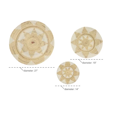 Set Of 3 Rattan Plate Woven Basket Wall Decors - Olivia & May 4 Set Of 3 Rattan Plate Woven Basket Wall Decors - Olivia & May - Image 2