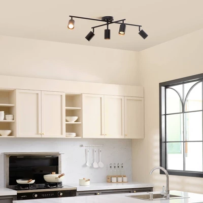 5-Light Matte Black Track Lighting With Center Swivel Bar With Pivoting Shades - Globe Electric 7 5-Light Matte Black Track Lighting With Center Swivel Bar With Pivoting Shades - Globe Electric - Image 5