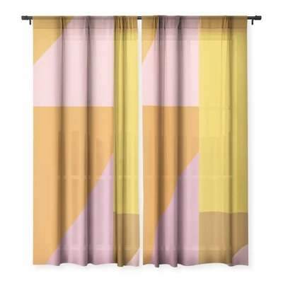 June Journal Shapes In Vintage Modern Pink Single Panel Sheer Window Curtain - Deny Designs 4 June Journal Shapes In Vintage Modern Pink Single Panel Sheer Window Curtain - Deny Designs - Image 2