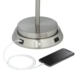 360 Lighting Modern Table Lamp With Dimmable USB And AC Power Outlet Workstation Base 24.5" High Brushed Nickel Droplet White Shade Bedroom Desk -Fashion Home Decor Store GUEST a4b5abc3 5474 4651 8720 812e273cb860