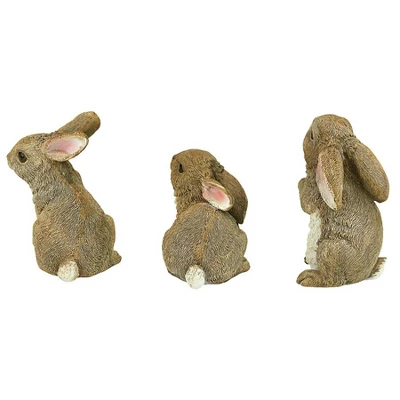 Design Toscano The Bunny Den, Garden Rabbit Statues, Set Of 3 - Brown 5 Design Toscano The Bunny Den, Garden Rabbit Statues, Set Of 3 - Brown - Image 3