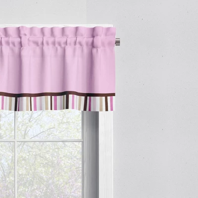 Bacati - Solid With Stripes Pink/Choc Window Valance 3 Bacati - Solid With Stripes Pink/Choc Window Valance
