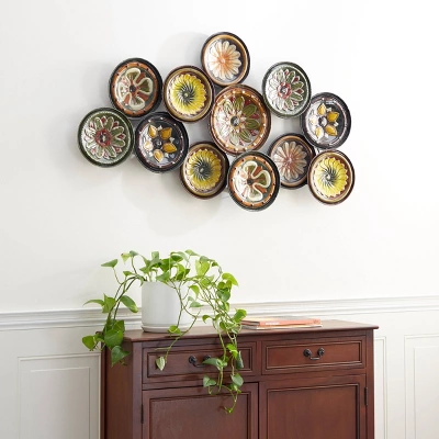 Metal Plate Wall Decor With Spanish Designs - Olivia & May 3 Metal Plate Wall Decor With Spanish Designs - Olivia & May
