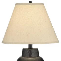 Regency Hill Auburn Rustic Farmhouse Table Lamp 25" High Bronze Hammered Natural Linen Empire Shade For Bedroom Living Room Bedside Nightstand Office -Fashion Home Decor Store GUEST ac8b7ff4 f7e2 4e73 8653 f5789876c2c1
