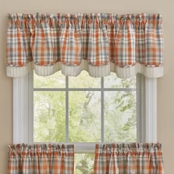 Park Designs Apricot & Stone Lined Layered Valance 72ā X 16ā