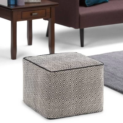 Dougan Square Moroccan Inspired Pouf Black/Natural Cotton - WyndenHall 3 Dougan Square Moroccan Inspired Pouf Black/Natural Cotton - WyndenHall
