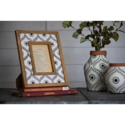 White Floral Pattern Canvas 4x6 Inch Wood Decorative Picture Frame - Foreside Home & Garden -Fashion Home Decor Store GUEST b0e6c8bd 8151 44e7 9a19 15ca0ddfe125