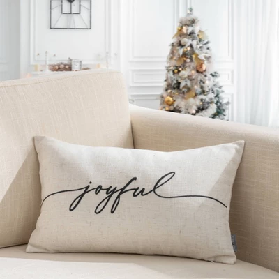 12"x20" Oversize Joyful Embroidered Lumbar Throw Pillow Ivory - Evergrace 5 12"x20" Oversize Joyful Embroidered Lumbar Throw Pillow Ivory - Evergrace - Image 3