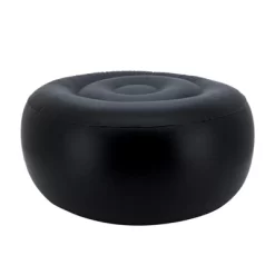 Saro Lifestyle Sketch Leaf Outdoor Ottoman, 21"x9" Round, Black/White -Fashion Home Decor Store GUEST b1a1eae9 6785 4ec7 8051 22f316e54247