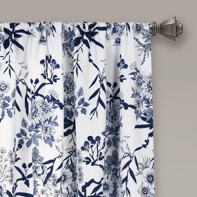 2pk 52"x63" Light Filtering Botanical Garden Curtain Panels Navy Blue - Lush Décor 3 2pk 52"x63" Light Filtering Botanical Garden Curtain Panels Navy Blue - Lush Décor