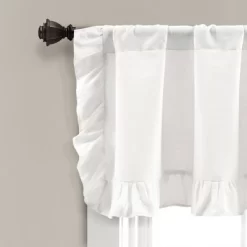52"x18" Linen Ruffle Window Valance White - Lush Décor