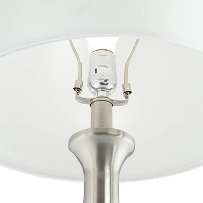 360 Lighting Karl Modern Table Lamps 27 1/2" Tall Set Of 2 Brushed Nickel With USB And Outlet White Drum Shade For Bedroom Living Room House Bedside 9 360 Lighting Karl Modern Table Lamps 27 1/2" Tall Set Of 2 Brushed Nickel With USB And Outlet White Drum Shade For Bedroom Living Room House Bedside - Image 7