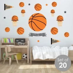Big Dot Of Happiness Nothin’ But Net - Basketball - Peel And Stick Sports Decor Vinyl Wall Art Stickers - Wall Decals - Set Of 20