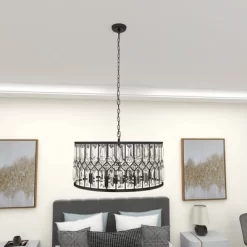 Metal Crystal Embellishments 6 Light Chandelier With Link Style Chain Black - Olivia & May -Fashion Home Decor Store GUEST b4003e5c 93b8 4d36 84c4 875310a98e5c