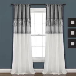 Home Boutique Night Sky Window Curtain Panel Single Gray/White 42X84