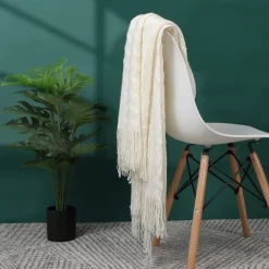 PiccoCasa Wavy Pattern Decorative Knit With Tassels Throw Blanket -Fashion Home Decor Store GUEST b5324613 329f 4d6d 8b4c d0fefb1bc5b1