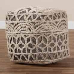 Avery Handwoven Cotton Pouf Ottoman Beige/Brown - Baxton Studio -Fashion Home Decor Store GUEST b550fe6b b295 4890 bb59 f5f962dee37f