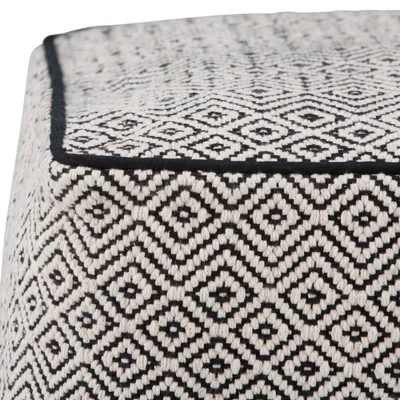 Dougan Square Moroccan Inspired Pouf Black/Natural Cotton - WyndenHall 4 Dougan Square Moroccan Inspired Pouf Black/Natural Cotton - WyndenHall - Image 2