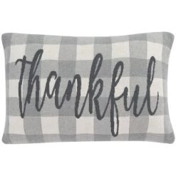 Be Thankful Pillow - Dark Grey/Lightt Grey/Natural - 16"x24'' - Safavieh