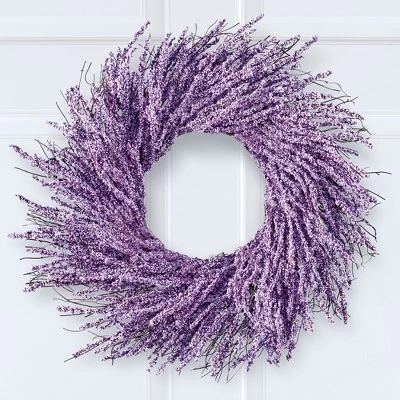 Collections Etc Delicate Purple Heather Branches Hanging Door Wreath 3 Collections Etc Delicate Purple Heather Branches Hanging Door Wreath