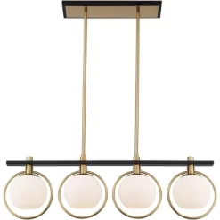 Possini Euro Design Carlyn Brass Black Linear Island Pendant Chandelier 33" Wide Modern White Glass Shade 4-Light LED Fixture For Dining Room Kitchen -Fashion Home Decor Store GUEST b945b8da d215 4559 ba9a 8e2819c91766