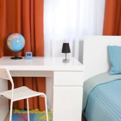 10.5" Petite Metal Stick Bedside Table Desk Lamp In Sand Nickel With Fabric Shade Brown - Creekwood Home -Fashion Home Decor Store GUEST ba44e4e1 6b9d 40f1 b292 afbbb021ecbc