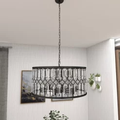 Metal Crystal Embellishments 6 Light Chandelier With Link Style Chain Black - Olivia & May -Fashion Home Decor Store GUEST bb553d95 abe3 4870 a9cf 746c3aac4ac4
