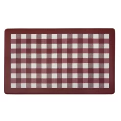 GoodGram Buffalo Burgundy Plaid Memory Foam Anti-Fatigue Kitchen Floor Mat - 18 In. W X 30 In. L