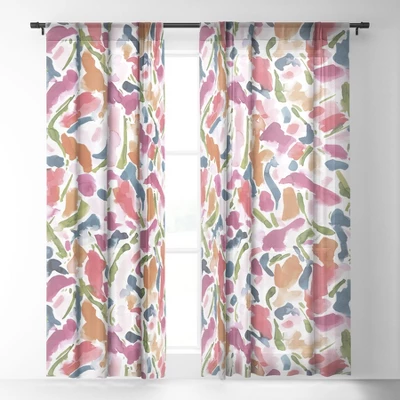 Jacqueline Maldonado Synthesis Raspberry Single Panel Sheer Window Curtain 120" X 50" - Deny Designs 3 Jacqueline Maldonado Synthesis Raspberry Single Panel Sheer Window Curtain 120" X 50" - Deny Designs