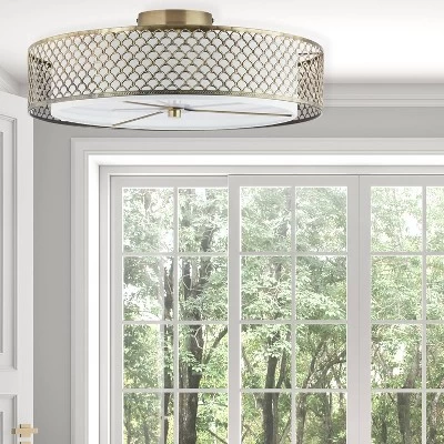 18.25" Leyla Glam Brushed Semi-Flush Mount Ceiling Fixture Sconce Gold - River Of Goods 7 18.25" Leyla Glam Brushed Semi-Flush Mount Ceiling Fixture Sconce Gold - River Of Goods - Image 6