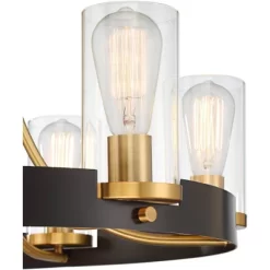 Stiffel Ferrers Dark Bronze Gold Chandelier 26" Wide Clear Glass Shade 6-Light Fixture For Dining Room House Foyer Kitchen Island Entryway Bedroom -Fashion Home Decor Store GUEST bcfa5d17 4134 41e7 82db 185fcb27b973