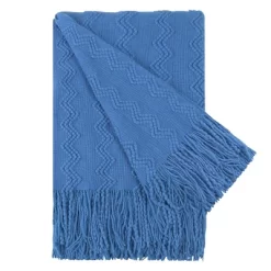 PiccoCasa Wavy Pattern Decorative Knit With Tassels Throw Blanket -Fashion Home Decor Store GUEST bdd87024 4b90 4eb3 82ea f5730de1e169