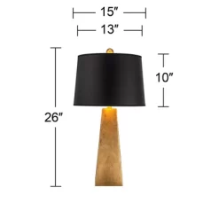 Possini Euro Design Obelisk Modern Table Lamp 26" High Gold Leaf Tapered Column Black Paper Drum Shade For Bedroom Living Room Bedside Nightstand Home -Fashion Home Decor Store GUEST bdf79f5a bfeb 4282 886e 671b70c1867b