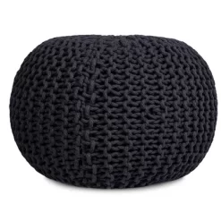 BirdRock Home Round Pouf Foot Stool Ottoman - Charcoal Grey