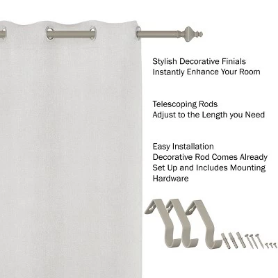 Hastings Home 1 Inch Curtain Rod With Finials (Gray) 4 Hastings Home 1 Inch Curtain Rod With Finials (Gray) - Image 2