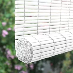48" X 72" Outdoor Oval Vinyl Cord-Free PVC Rollup Blinds White - Radiance