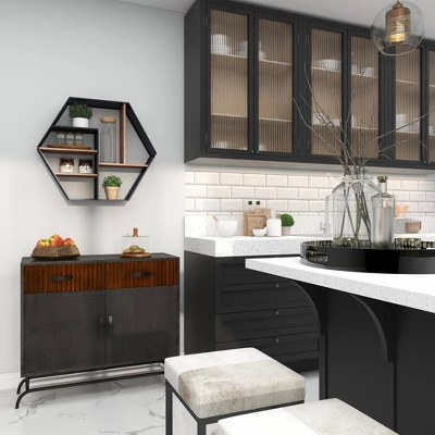 Industrial Wood Wall Shelf Black - Olivia & May 15 Industrial Wood Wall Shelf Black - Olivia & May - Image 13