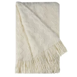 PiccoCasa Wavy Pattern Decorative Knit With Tassels Throw Blanket -Fashion Home Decor Store GUEST c05b7ba2 10ab 4b7b aa2d 0e9acc4c5b08