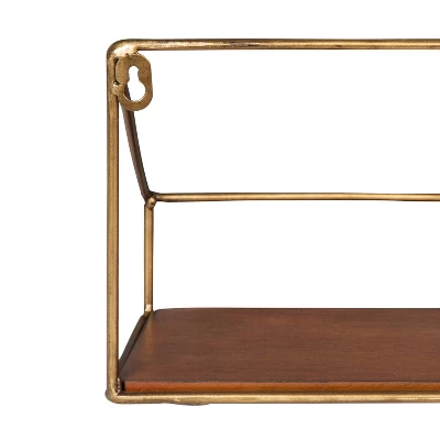 2pc Westland Wood And Metal Floating Wall Shelves Walnut Brown - Kate & Laurel All Things Decor 4 2pc Westland Wood And Metal Floating Wall Shelves Walnut Brown - Kate & Laurel All Things Decor - Image 2