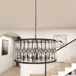 Metal Crystal Embellishments 6 Light Chandelier With Link Style Chain Black - Olivia & May -Fashion Home Decor Store GUEST c124ac03 81fa 46a6 8736 74ed7fde7a1a