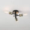 3-Light Shipka Flush Mount Ceiling Light With Antique Brass Accent Matte Black - Globe Electric